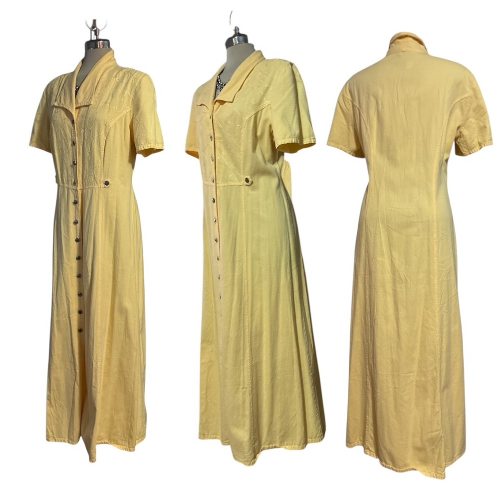 Skechers Yellow Notched Collar Maxi Dress